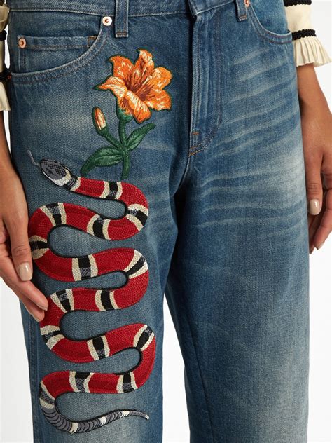 snake gucci jeans|Gucci jean jacket with snake.